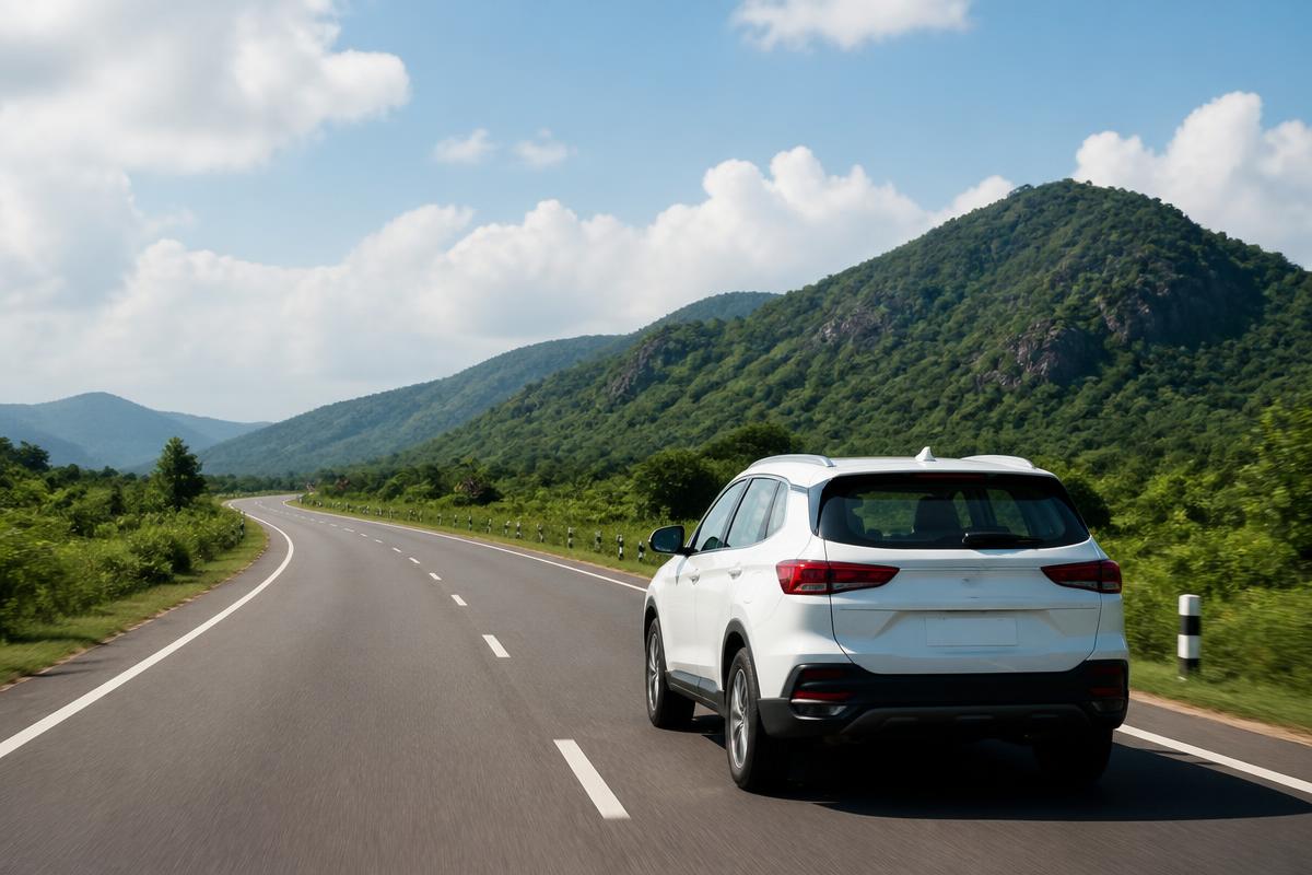 SUV on an open countryside highway